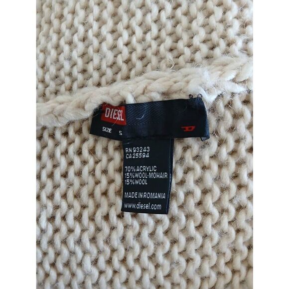 Diesel women small mohair wool shawl collar cardigan beige cream Cocoon sweater - Picture 5 of 6